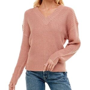 NO COMMENT
Juniors' Ikeddi V-Neck Tie-Back Sweater size M cameo brown